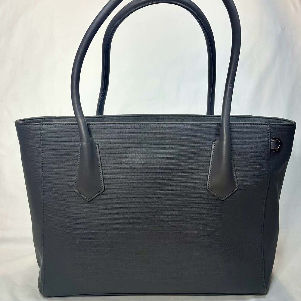 DAGNE DOVER Signature Legend Gray Graphite Coated Canvas Large Laptop Tote Bag